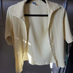 Old Navy Yellow Ribbed Button Down Shirt